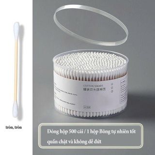 HỘP 500 TĂM BÔNG 2 ĐẦU THÂN GỖ KHÁNG KHUẨN