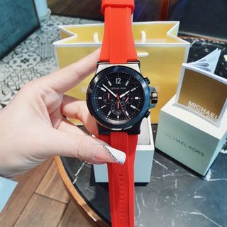 ĐỒNG HỒ NAM CAO CẤP MICHAEL DÂY SILICON ĐỎ VÀ ĐEN MẶT CHONOGRAP