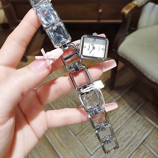 ĐỒNG HỒ NỮ CHÍNH HÃNG DIMINY DÂY LẮC ĐÍNH MẶT VUÔNG MINI ĐÍNH RỜI FULLBOX