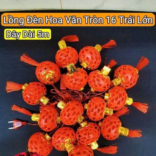 DÂY LỒNG ĐÈN TRÒN HOA VĂN 16 TRÁI