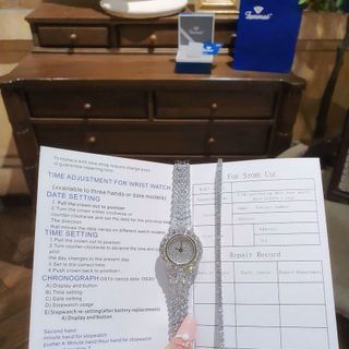 SET ĐỒNG HỒ NỮ CHÍNH HÃNG FUNMEI MỚI NHẤT F2163 FULL ĐÁ PHA LÊ KÈM DÂY CHUYỀN HỘT XOÀN