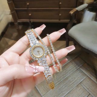 SET ĐỒNG HỒ NỮ CHÍNH HÃNG FUNMEI MỚI NHẤT F2163 FULL ĐÁ PHA LÊ KÈM DÂY CHUYỀN HỘT XOÀN