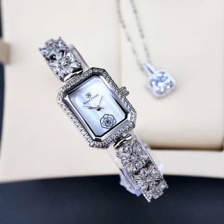 ĐỒNG HỒ NỮ CAO CẤP RODAL DÂY BẠC MẶT CHỮ NHẬT ĐÍNH ĐÁ SWAROSKI HÌNH BÔNG TUYẾT