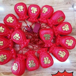 DÂY LỒNG ĐÈN TÚI TIỀN CHỮ PHÚC 16 TRÁI NHỎ