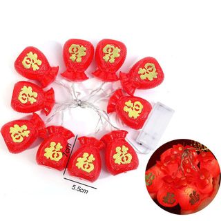 DÂY LỒNG ĐÈN TÚI TIỀN CHỮ PHÚC 16 TRÁI NHỎ