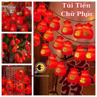 DÂY LỒNG ĐÈN TÚI TIỀN CHỮ PHÚC 16 TRÁI NHỎ