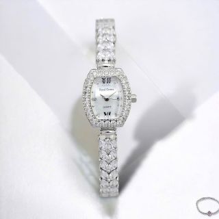 ĐỒNG HỒ NỮ CAO CẤP RODAL DÂY BẠC MẶT BẦU ĐÍNH ĐÁ SWAROSKI HÌNH CHIẾC LÁ