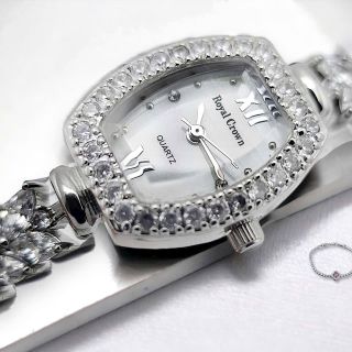 ĐỒNG HỒ NỮ CAO CẤP RODAL DÂY BẠC MẶT BẦU ĐÍNH ĐÁ SWAROSKI HÌNH CHIẾC LÁ