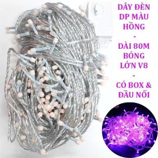 DÂY ĐÈN TRANG TRÍ MÀU HỒNG V8 80M 352 BÓNG SIÊU SÁNG