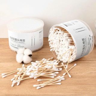 HỘP 500 TĂM BÔNG 2 ĐẦU THÂN GỖ KHÁNG KHUẨN