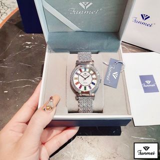 ĐỒNG HỒ NỮ CHÍNH HÃNG FUNMEI F4604 FULL ĐÁ PHA LÊ ĐI KÈM TEM KÍCH HOẠT ĐIỆN TỬ