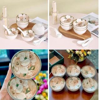 BỘ 6 CHÉN HOA TRÀ KÈM ĐŨA