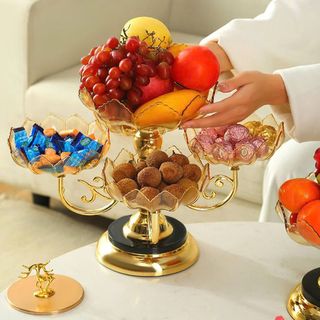 KHAY MỨT TẾT XOAY 360 HÌNH HOA SEN 5 CÁNH