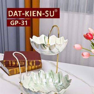 Khay Sứ 2 Tầng Vân Đá Xanh GP-31 ( THÙNG 24C )