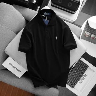 Áo thun nam cổ trụ thêu hình phối cổ - Cotton thoáng mát - Size 50-95kg