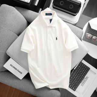 Áo thun nam cổ trụ thêu hình phối cổ - Cotton thoáng mát - Size 50-95kg