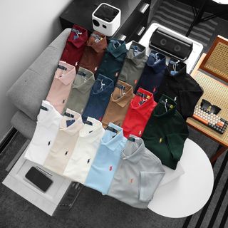 Áo thun nam cổ trụ thêu hình phối cổ - Cotton thoáng mát - Size 50-95kg