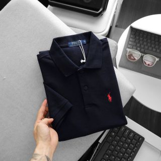 Áo thun nam cổ trụ thêu hình phối cổ - Cotton thoáng mát - Size 50-95kg