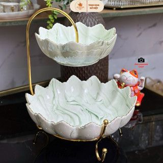 Khay Sứ 2 Tầng Vân Đá Xanh GP-31 ( THÙNG 24C )