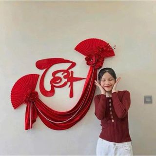 SET TRANG TRÍ CHỮ TẾT VẢI NHUNG ĐỎ