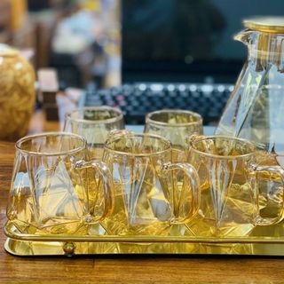 Bộ Bình Cốc Thủy Tinh Vàng CC FG 5298 ( THÙNG 12B)