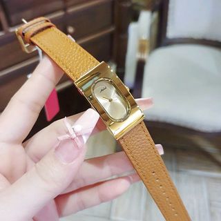 ĐỒNG HỒ NỮ CHÍNH HÃNG MISHALI DÂY DA MẶT CHỮ NHẬT NIỀNG VÀNG FULLBOX