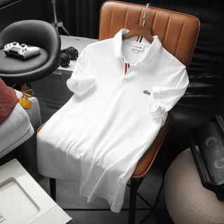 - Áo thun nam cổ trụ thêu hình phối cổ - Cotton thoáng mát - Size 50-87kg