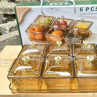 Khay 6 Hũ Mứt Sần Thủy Tinh Kèm Khay (THÙNG 20B)