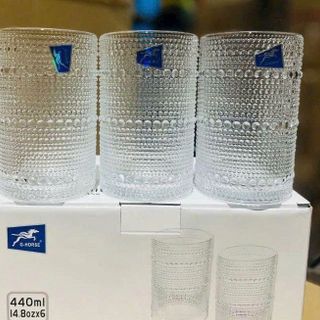 BỘ 6 LY THUỶ TINH CHẤM BI GIỌT NƯỚC 440ML