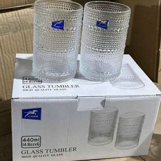 BỘ 6 LY THUỶ TINH CHẤM BI GIỌT NƯỚC 440ML (T8)