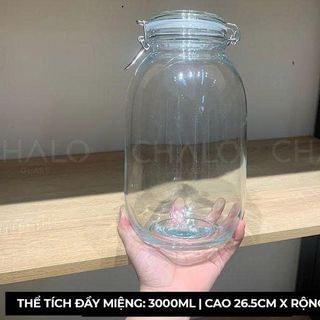 HỦ THUỶ TINH NẮP GÀI KHOÁ DELI 3000ML