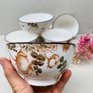 CHÉN SỨ HOA CỔ COTTON CHÉN CƠM (T100)