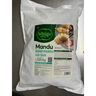 " Thùng 6 gói " Bánh Xếp Mandu Bibigo Cj Hàn Quốc nhân Hải Sản 1,505kg 40-43 bánh