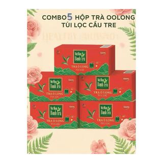“Combo 5 hộp “Trà Oolong Túi Lọc Cầu Tre Bao bì  Tết  - Hộp 25 gói hsd tháng 4/2027