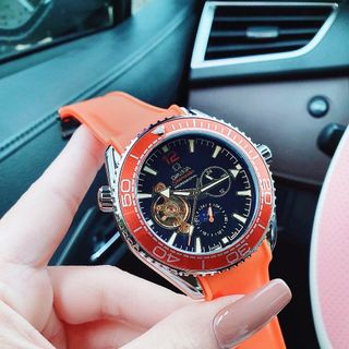 SĂN SALE XẢ RẺ ĐỒNG HỒ NAM TRUNG CẤP ÔMAGE CƠ DÂY CAO SU MÀU CAM
