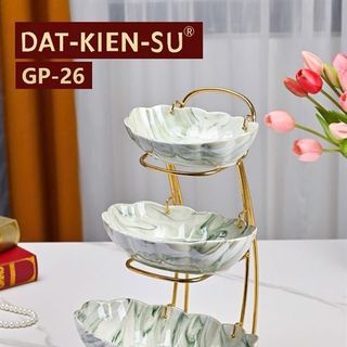 Sứ - Khay Thuyền Mứt Vân Đá Xanh 3 Tầng GP-26 (THÙNG 24C)