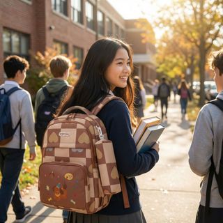 BALO ĐI HỌC NỮ HỌA TIẾT CÚN VUI NHỘN, KÈM TÚI PHỤ – NHẸ, XINH, TIỆN A5511 - PIPI STORE