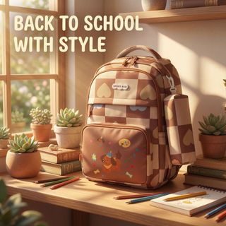 BALO ĐI HỌC NỮ HỌA TIẾT CÚN VUI NHỘN, KÈM TÚI PHỤ – NHẸ, XINH, TIỆN A5511 - PIPI STORE