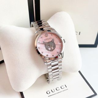ĐỒNG HỒ NỮ CAO CẤP GUCHI MẶT MÈO DÂY THÉP BẠC