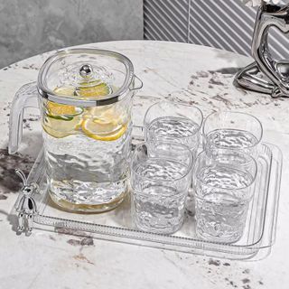 Bộ Bình 4 Cốc Nhựa Vân Sóng 280ml (THÙNG 10B)