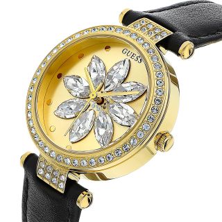 ĐỒNG HỒ NỮ CHÍNH HÃNG GUECC DÂY DA MẶT PHA LÊ HOA TOẢ SÁNG