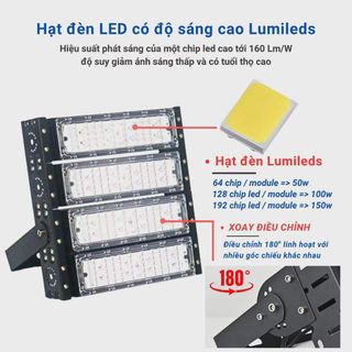 Đèn pha led chống chói,đèn pha sân bóng,sân pickleball cao áp 220v siêu sáng 150w