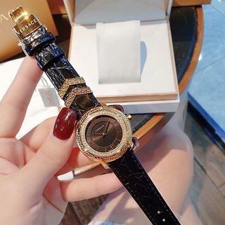 ĐỒNG HỒ NỮ CAO CẤP VERSEC DÂY DA ĐEN VIỀN HỘT