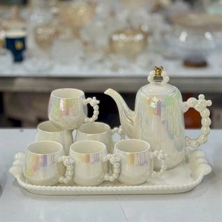 Bộ Bình Cốc, Ấm Chén Sứ Ngọc Trai Mickey Kèm Khay ( THÙNG 8B)