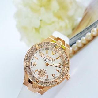 ĐỒNG HỒ NỮ CHÍNH HÃNG VESUS DÂY DA TRẮNG VIỀN ĐÁ NIỀNG VÀNG