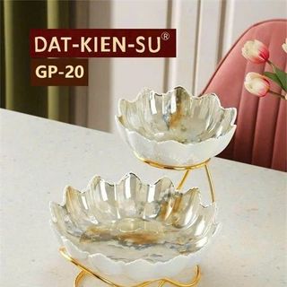 Sứ - Khay Thuyền Mứt Vân Đá 2 Tầng GP-20 ( THÙNG 24C )