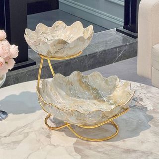 Sứ - Khay Thuyền Mứt Vân Đá 2 Tầng GP-20 ( THÙNG 24C )