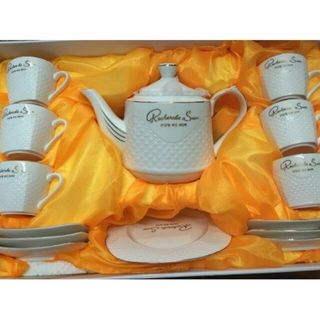 Bộ Ấm Chén Đĩa Kê Hàn Quốc Vuông Tròn Cao Cấp (THÙNG 12B)