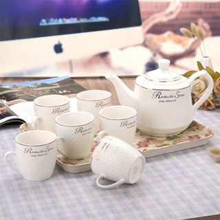 Bộ Ấm Chén Đĩa Kê Hàn Quốc Vuông Tròn Cao Cấp (THÙNG 12B)