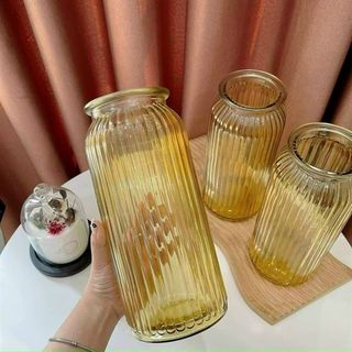 Lọ Hoa Thủy Tinh Sọc Núm Vàng YH (THÙNG 20C)